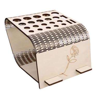 Imagem de GLOGLOW Organizador, Gancho de crochê de Madeira Com Vários Compartimentos e Suporte para Tesoura, Feito de Madeira Compensada de álamo Resistente Com Acabamento Liso, Apresentando um Porta-ferramentas de Couro Com Cientificamente