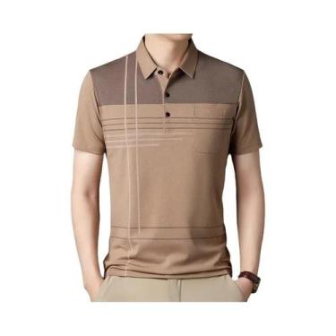 Imagem de Camisas polo coreanas para homens, camisas casuais de manga curta slim