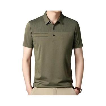 Imagem de Camisas polo coreanas para homens, camisas casuais de manga curta slim