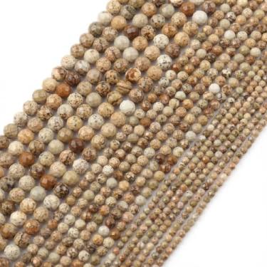 Imagem de THRELE Miçangas de jaspe com imagem natural, 2 mm, 180 peças, pequenas pedras preciosas redondas facetadas soltas para fazer joias faça você mesmo, pulseira e colar artesanal, com cartão de tamanho