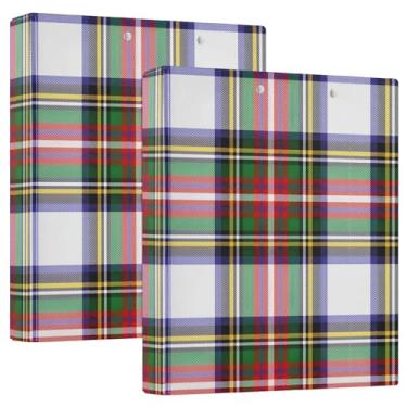 Imagem de Fichário de livro de receitas xadrez vermelho e verde, 2 peças de anéis redondos, fichário de plástico com 3 anéis