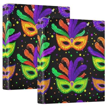 Imagem de Fichários coloridos Carnaval de 3,8 cm, 3 argolas, 200 folhas, 3 pastas de anéis, fichário de apresentação de anel redondo, 31,5 x 27 x 6 cm, pacote com 2