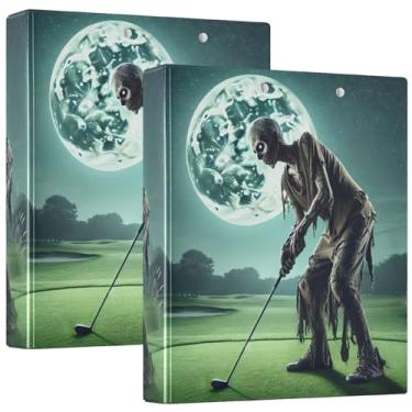 Imagem de Fichários engraçados zumbi personalizados de 3 cm com 3 argolas, 200 folhas, fichário de caderno, bonito anel redondo, 31,5 x 27 x 6 cm, pacote com 2