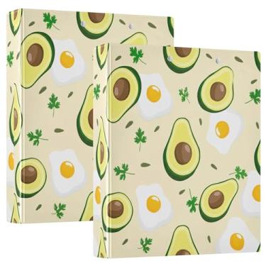 Imagem de Fichários de abacate cortados ao meio com 3 anéis de 3,8 cm, 200 folhas, pastas, caderno, organizador de anéis redondos, 31,5 x 27 x 6 cm, pacote com 2