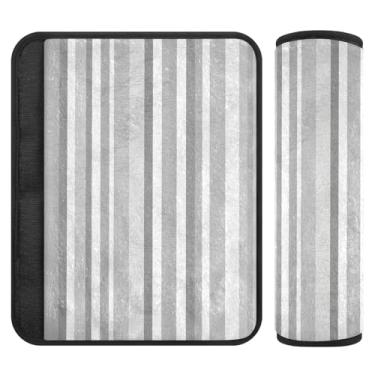 Imagem de Joitme Protetor de alça de assento de carro cinza listrado minimalista, 25 x 19 cm, pacote com 2 capas de cinto de segurança confortável, capas de alça de assento de carro de bebê