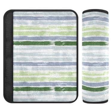 Imagem de Capas de cinto de segurança Chic Brushstrokes verde azul, 25 x 19 cm, pacote com 2, macio e confortável, capa de assento de carro infantil