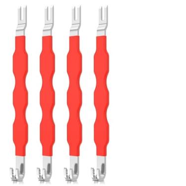 Imagem de BXUYAOXMC 4 peças de conector de terminal elétrico automotivo separador removedor plugue conector ferramenta de desconexão universal ferramenta elétrica para carro caminhão automóvel (vermelho)