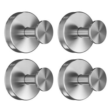 Imagem de Ganchos de chuveiro prateados - 4 peças de ganchos de ventosa para chuveiro, cozinha, porta de vidro, espelho, azulejo, gancho de toalha de sucção para bucha, roupão de banho, toalha - carga máxima de
