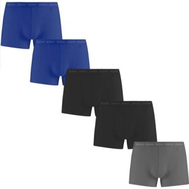 Imagem de  Kit 5 Cueca Boxer Masculina Tradicional Tecido Poliamida Elastano Box