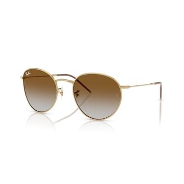 Imagem de Óculos de Sol Ray-Ban Round Reverse 0RBR0103S 001/CB Tam 55 / Ouro - Lentes Marrom Gradiente