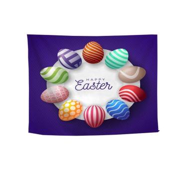 Imagem de Tapeçaria Happy Easter Wall, microtecido, 150x100cm, decoração de quarto