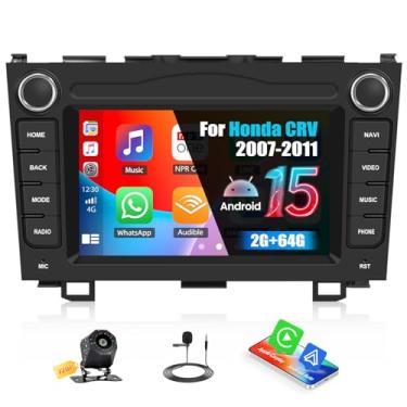 Imagem de 2 + 64 G Android 15 estéreo para carro Honda CRV 2007-2011 com carplay sem fio Android Auto, rádio com tela sensível ao toque de 17 polegadas, Bluetooth, GPS, EQ, WiFi FM/RDS Radio Mirror Link +