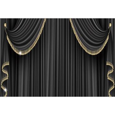 Imagem de Baocicco Cortina preta de 3,7 x 3 m, cenário de teatro, cenário de teatro, para festas, fundo fotográfico, formatura, formatura, música, decorações de festa para crianças e adultos