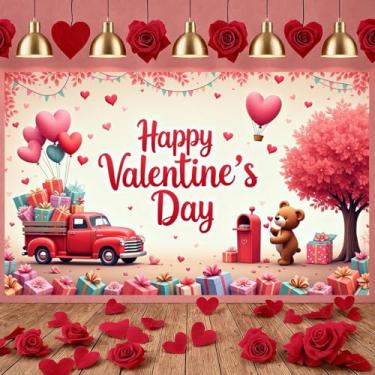 Imagem de Banner Feliz Dia dos Namorados Coração Vermelho Decoração de Fundo do Dia dos Namorados para Dia dos Namorados Materiais de Fotografia Decorações Decoração de Parede de Casa Cabine de Fotos Adereços