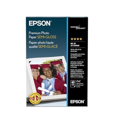 Imagem de Papel fotográfico premium Epson SEMI-GLOSS (10 x 15 cm, 40 folhas) (S041982)
