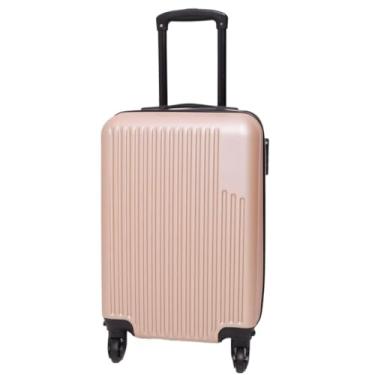 Imagem de Mala de Bordo Pequena 10kg ABS Casca Dura, Rodas Giratórias 360°, Cadeado Fixo, Bagagem de Mão Aprovada ANAC(Champanhe)