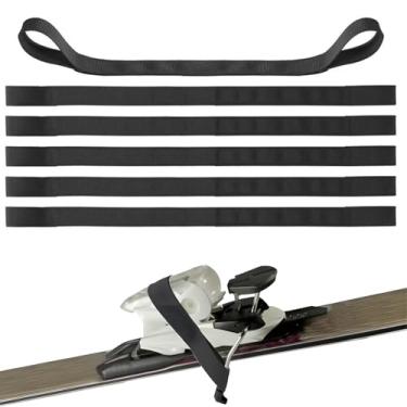 Imagem de JHJEWH 4 peças de correia de retenção de freio de esqui, faixas de retenção de encadernação ajustáveis de nylon, retentores de imobilização de snowboard duráveis e reutilizáveis com gancho e laço