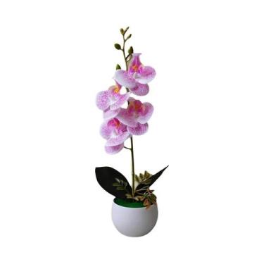 Imagem de Planta De Orquídea Artificial Realista Em Vaso De Plástico Para Decora