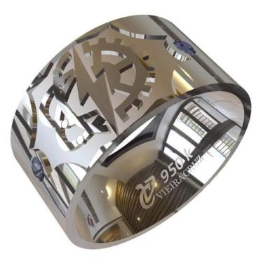 Imagem de Anel De Formatura De Engenharia Elétrica Em Prata 950k - Vieira Cruz J