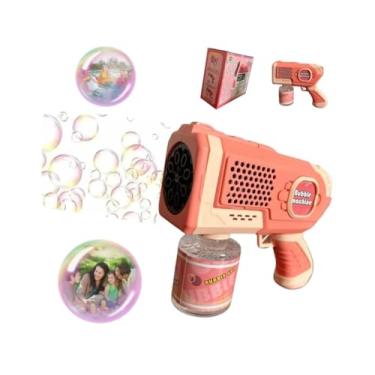 Imagem de Lança Bolha de Sabão Automática Luz LED Pistola Máquina de Bolhas Brinquedo de Verão para Presente Dia das Crianças Aniversário Casamento Festa (Rosa)