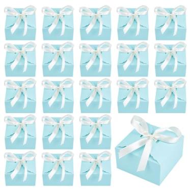 Imagem de PH PandaHall Pacote com 30 mini caixas de presente, 9 x 9 x 5 cm, caixas de presente de papel quadradas, caixa dobrável com fita para biscoitos de presente, sabonetes, joias, aniversário