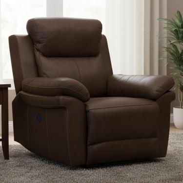 Imagem de Poltrona do Papai Retrátil Reclinável Elétrica Imperial L06 Couríssimo Marrom Escuro - Lyam Decor