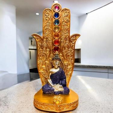 Imagem de Porta Incenso Incensário Buda Tibetano 7 Chakras Mão Fátima - Bratelie