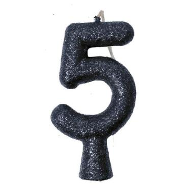 Imagem de Vela de Aniversário Puro Glitter Preta - Festcolor, 5