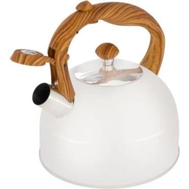 Imagem de Chaleira 2,5 Litros com Cabo Amadeirado, Aço Inox, Preta ou Bege