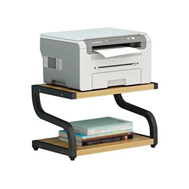 Imagem de URGDWEKJY Suporte de impressora coloque o suporte de impressora rack de mesa de escritório rack de armazenamento de dupla camada copiadora rack aumentado suporte de impressora multifuncional (30 cm)