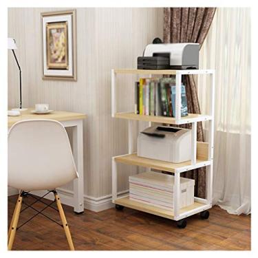 Imagem de U5GAAALPPQ9 Suporte de impressora móvel multifuncional suporte de metal fixo e máquina de fax de 4 camadas prateleira de scanner prateleira de talheres de cozinha rack de armazenamento para escritório