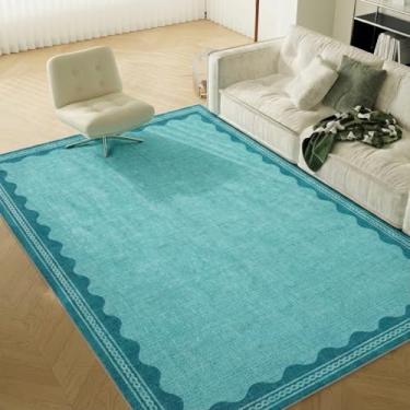 Imagem de Tapetes laváveis azul-petróleo recortado 20 x 25 cm para sala de estar sólido moderno minimalismo macio tapete de pelo baixo para quarto, jantar, berçário, antiderrapante, suporte TPE