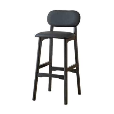 Imagem de Banquetas de bar para mesa de ilha doméstica, banco alto de madeira maciça, cadeira de caixa, cadeira de bar europeia, bancos de bar, cadeiras de bar (preto)