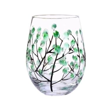 Imagem de Copos de beber sem haste pintados à mão, copos de vidro coloridos de 504.6 g para suco de água, bebidas e cerveja (verde)