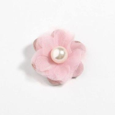 Imagem de 10 peças, 4,2 cm, 4,1 cm, mini tecido de chiffon com acabamento de renda, flores e vestido de pérola, véu de cabelo para noiva, rosa