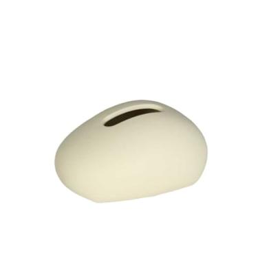 Imagem de x3anggyt5 Caixa de lenços de papel cerâmico, cor sólida, criativo, multifuncional, porta-lenços (bege)