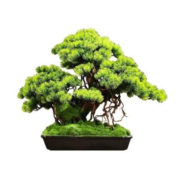 Imagem de Bonsai artificial árvore verde árvore falsa sala de estar decoração escritório simulação planta bonsai chinês Feng Shui ornamentos artificiais árvore bonsai artificial