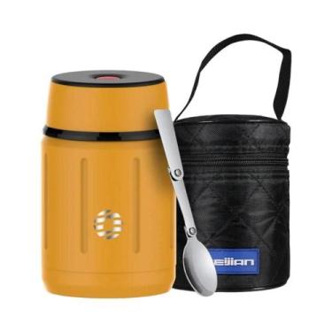 Imagem de Marmita Portátil De Aço Inoxidável Isolada Com Colher Dobrável Para Es