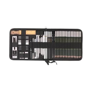 Imagem de Conjunto De 54 Lápis De Desenho Artístico Em Madeira Grafite Carvão Bo