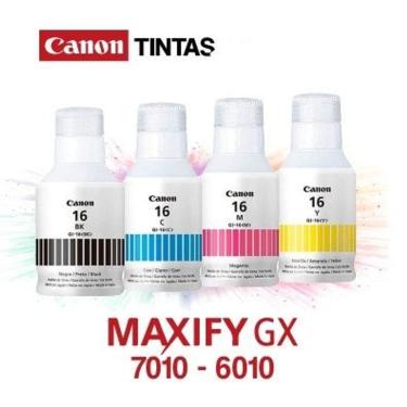 Imagem de Kit Tinta Canon Mega Tank Gi16 Gi-16 Gx6010 Gx7010 Gx5010 4 Cores autêntico