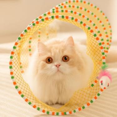 Imagem de Túnel para Gatos em Espiral com Ratinho Interativo | Brinquedo para Gatos | Estimula Exercício e Diversão (AMARELO)