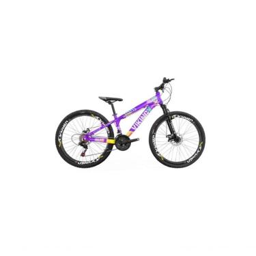 Imagem de Bicicleta Viking Aro 26 Câmbio Importado 21v Vmaxx Lílas Amarelo
