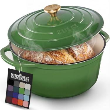 Imagem de Zulay Kitchen Panela de forno holandês de ferro fundido esmaltado de 5 litros com tampa – Durabilidade premium e segura para forno de até 260 °C – Panelas resistentes perfeitas para assar pão