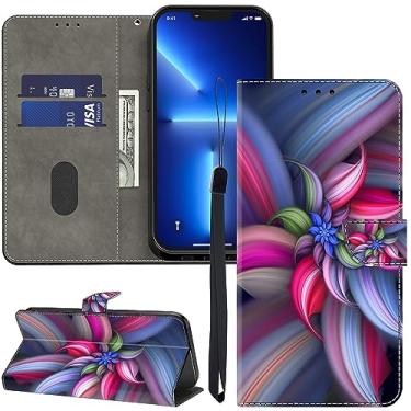 Imagem de ALILANG Capa para celular Samsung Galaxy A37 5G/A36 5G/A56 5G com suporte para cartão de crédito, capa protetora de couro PU estilo flip book fecho magnético para Galaxy A37 5G capa - flor colorida