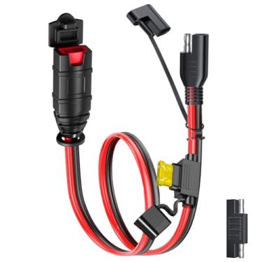 Imagem de KarlKers Cabo de extensão SAE compatível com carregadores de bateria inteligentes NOCO Genius, adaptador SAE 16AWG com plugues à prova d'água de fusível 20A, cabo conector SAE para motocicleta/ATV/UTV