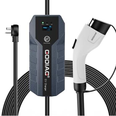 Imagem de Carregador elétrico EV nível 2, 32 Amp 240 V NEMA 14-50 plugue carregador elétrico para carro com cabo de 6,4 m, 10/16/24/32A carregador portátil ajustável J1772 EV para J1772 EVs, PHEVs