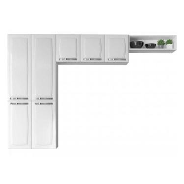 Imagem de Cozinha Compacta 1 Armário Aéreo 1 Paneleiro E 1 Nicho Rose Itatiaia Branco Branco