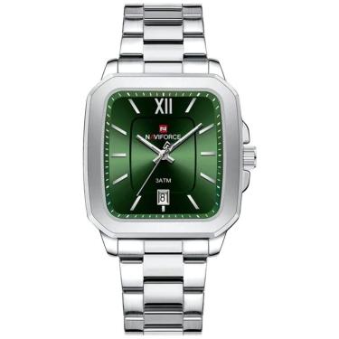 Imagem de Relógio De Quartzo Masculino Casual Mostrador Quadrado Em Aço Inoxidável Impermavel Verde