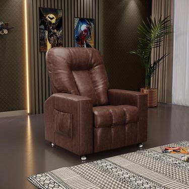 Imagem de Poltrona Do Papai Reclinável Sala De Cinema Pequim Manual Pu Marrom G23 - Gran Belo