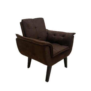 Imagem de Poltrona Decorativa Opala Plus Para Sala De Estar Quarto Escritório - Marrom . - Cor: Marrom